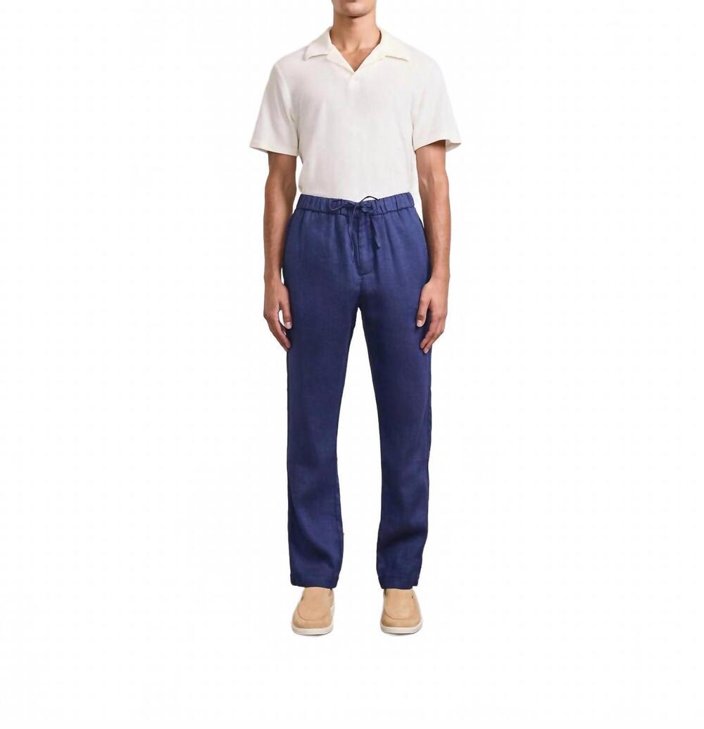 NEW FRESCOBAL CARIOCA oscar linen trouser in navy blue